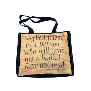 Barnes & Noble Black Canvas Tote Bag 14" x 13" Abraham Lincoln & Erasmus Quotes